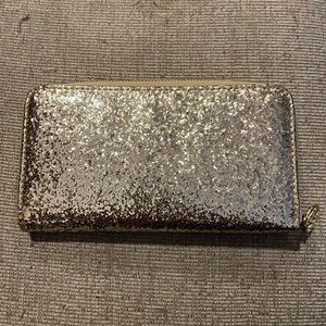Glittery gold Zip continental wallet